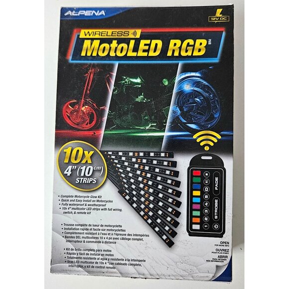 Alpena Wireless MotoLED RGB Motorcycle Glow Kit 10x 4" Strips Complete - Picture 1 of 6
